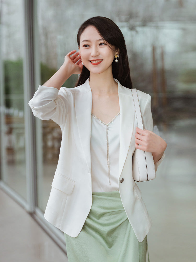 Slim Waist Blazer | White