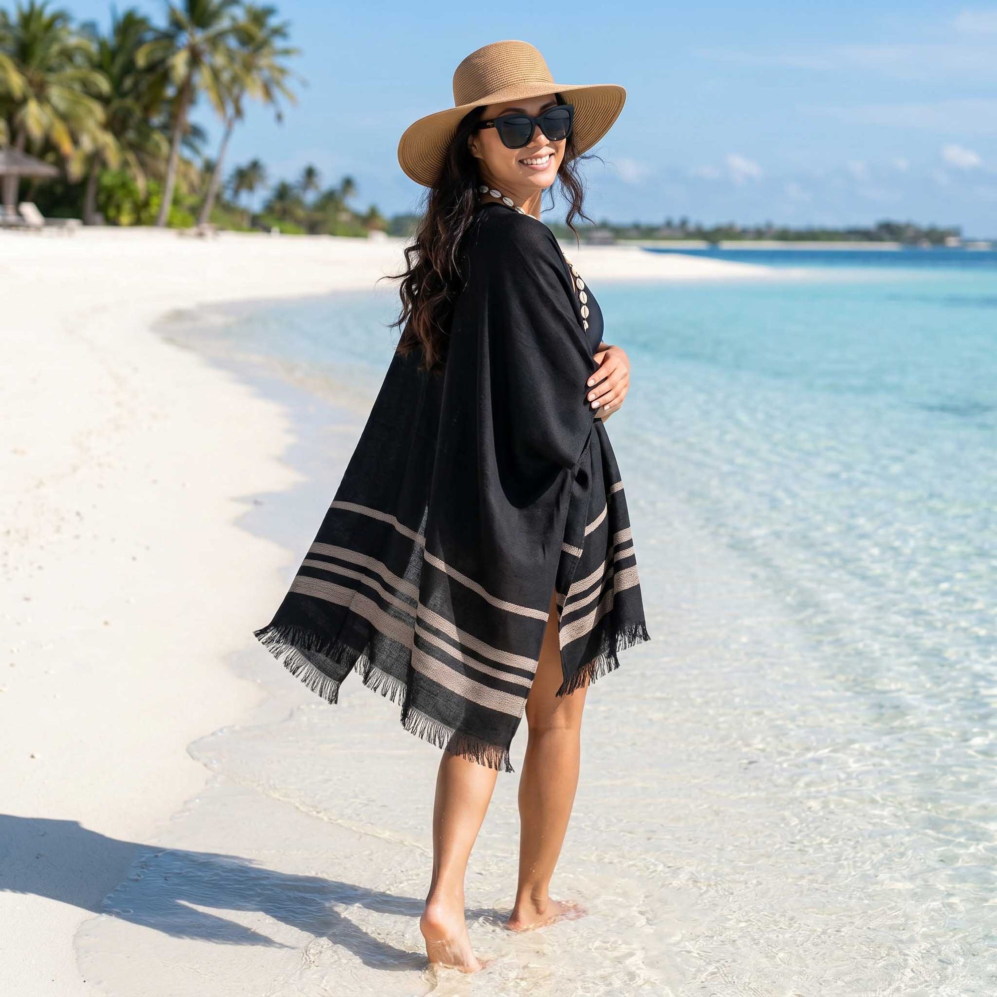 Women | Sail Kimono | Black / Taupe