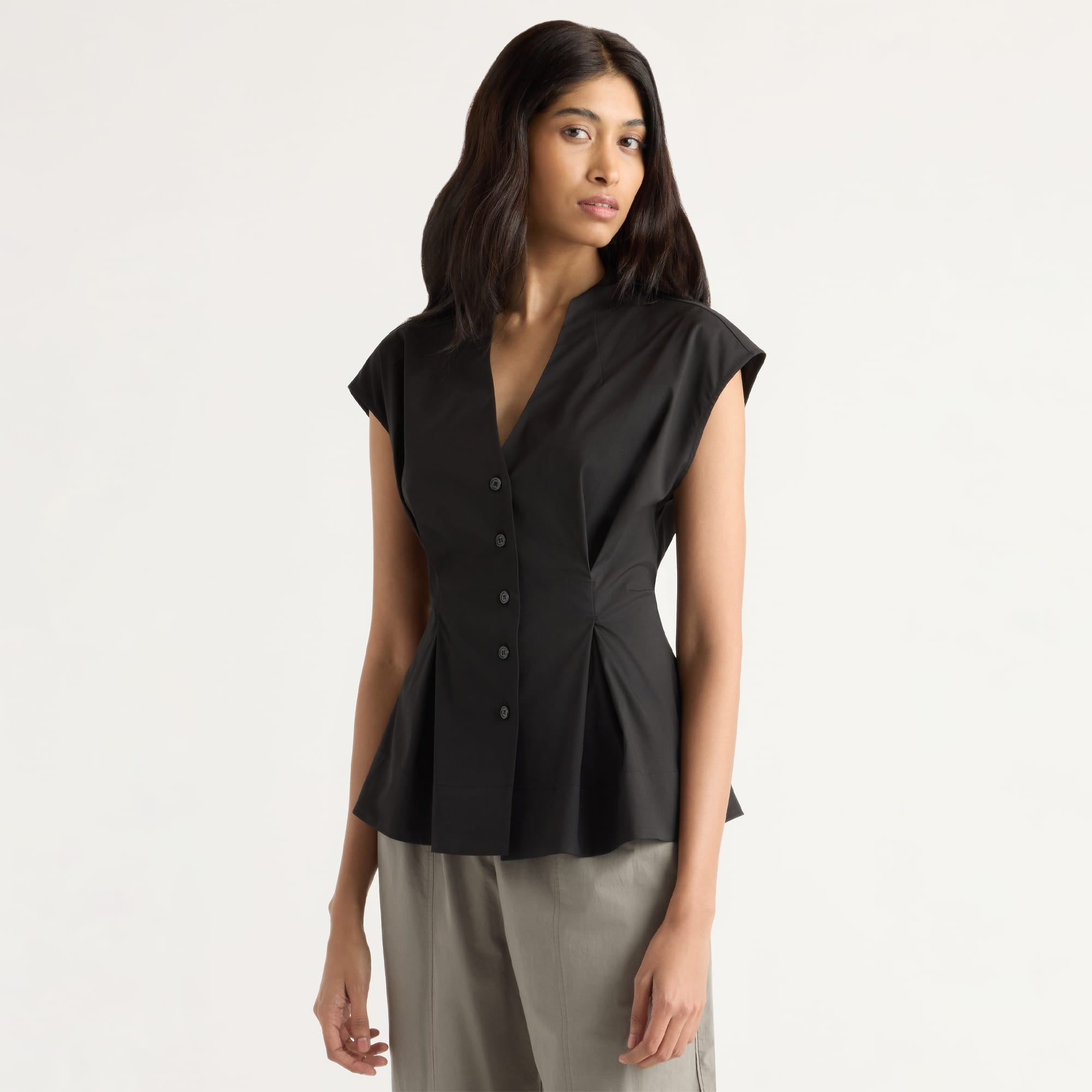 Arya | Acacia Cinch-Waist Sculpted Blouse in Size Small