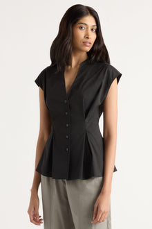 Arya | Acacia Cinch-Waist Sculpted Blouse in Size Small