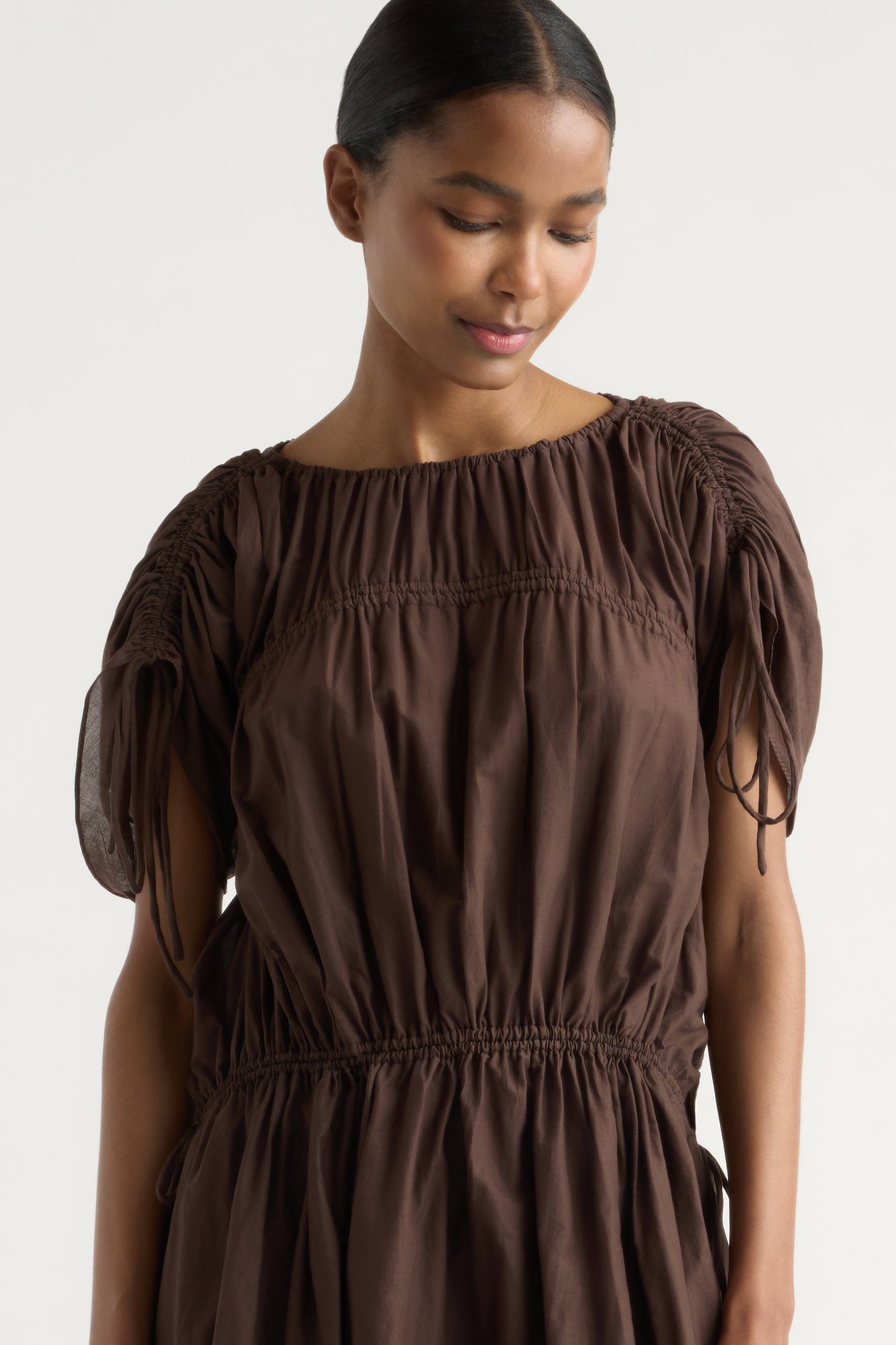 Isilda | Akemi Tie-Shoulder Organic Cotton Dress in Size Extra Small