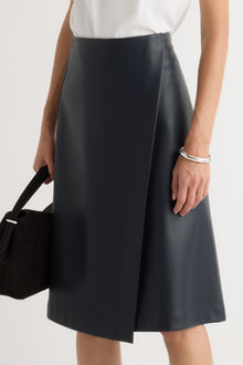 Renee | Alba Asymmetric Vegan Leather Skirt in Size Extra Small