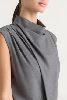 Karolina | Amara Gathered-Neck Drape Dress in Size Extra Small