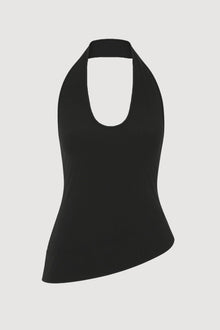 RenÃ©e | Anju Asymmetric-Hem Halter Blouse in Size Extra Small - Flat
