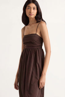 Arya | Aurora Ruched Organic Cotton Maxi Dress in Size Small