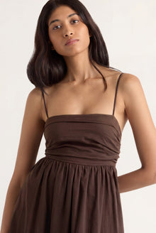 Arya | Aurora Ruched Organic Cotton Maxi Dress in Size Small