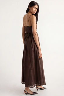 Arya | Aurora Ruched Organic Cotton Maxi Dress in Size Small