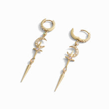 Opal Crescent Cross Drop Earring | 14K Yellow Gold Vermeil