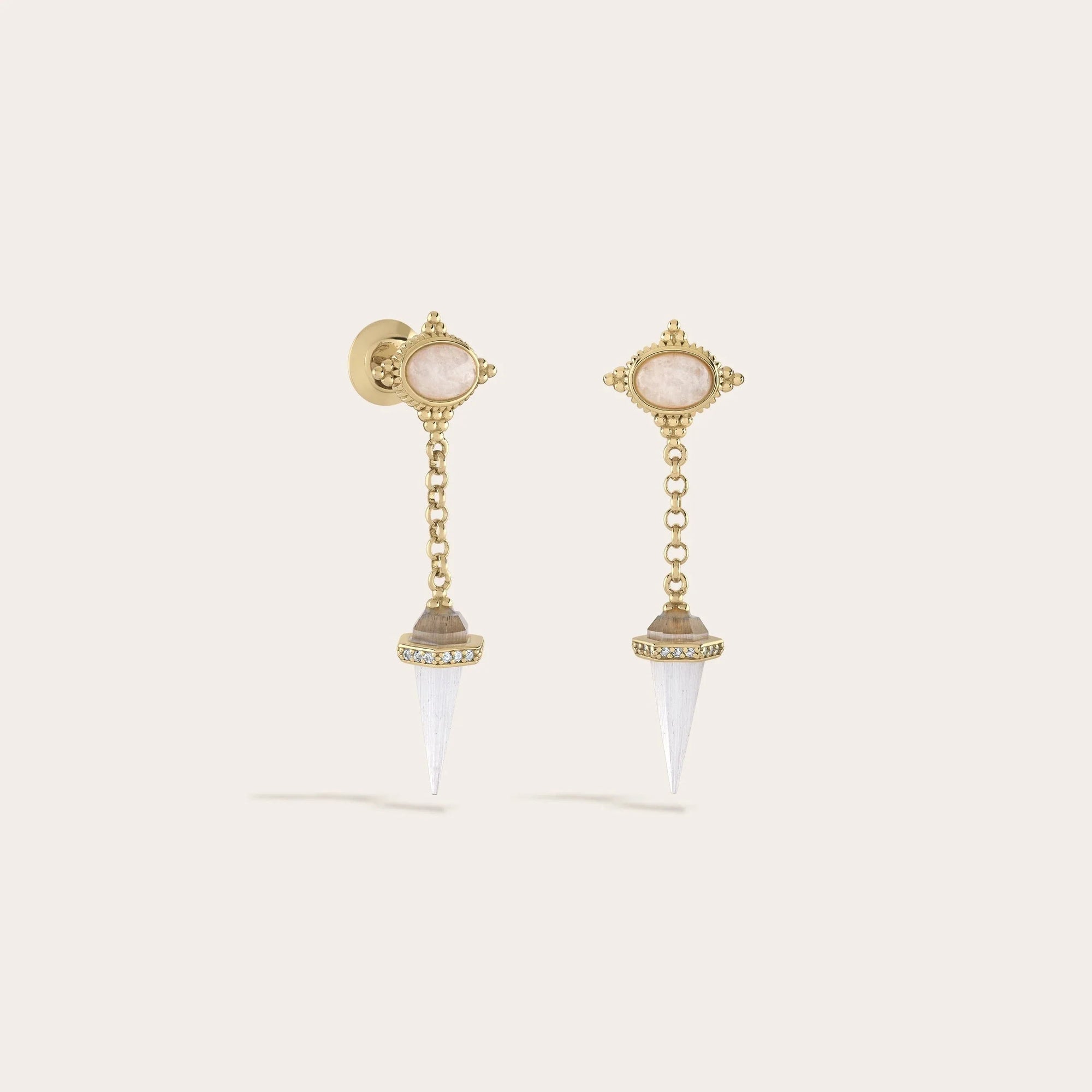Oracle Pendulum Drop Earrings | 14K Yellow Gold Vermeil