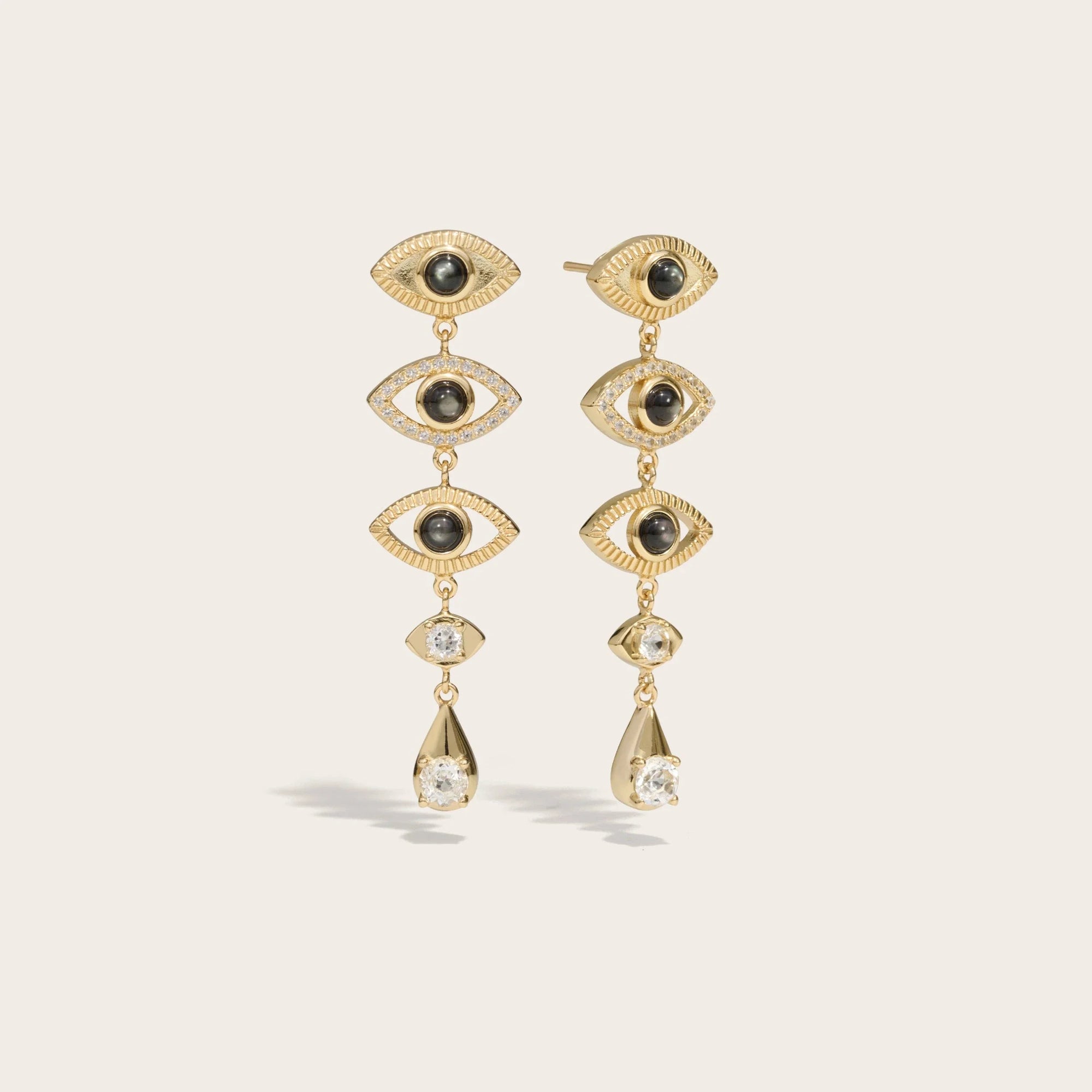 Third Eye Drop Earrings | 14K Yellow Gold Vermeil