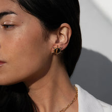 Tiger's Eye Triple Moon Studs | 14K Yellow Gold Vermeil