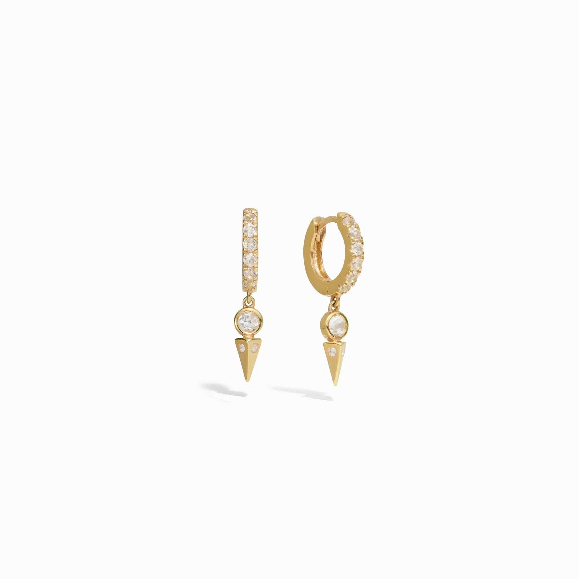 White Topaz Spike Huggies | 14K Yellow Gold Vermeil