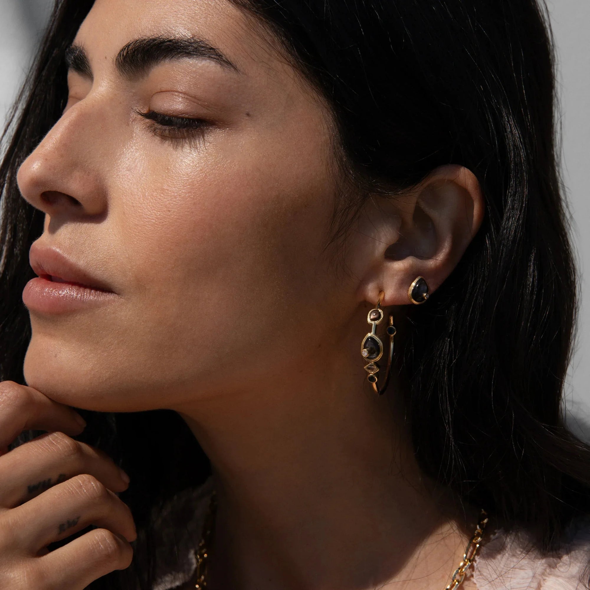 Organic Pearl Gemstone Hoops | 14K Yellow Gold Vermeil