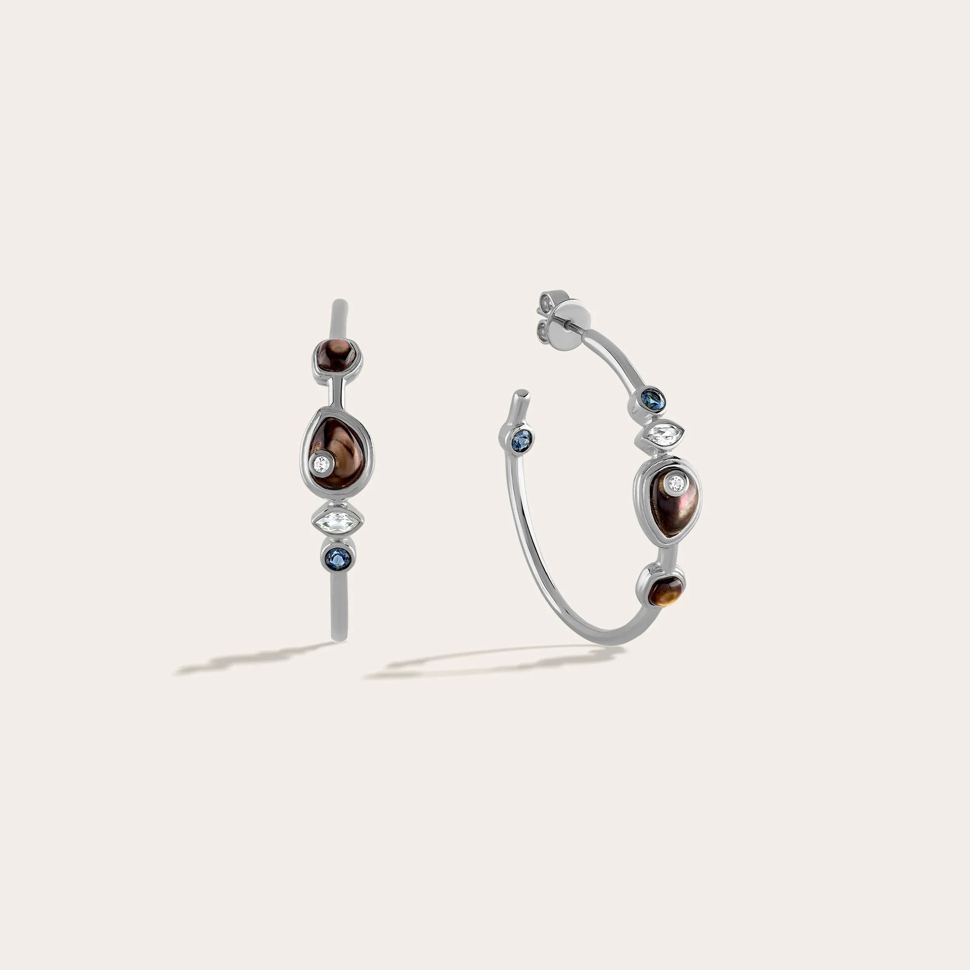 Organic Pearl Gemstone Hoops | Sterling Silver