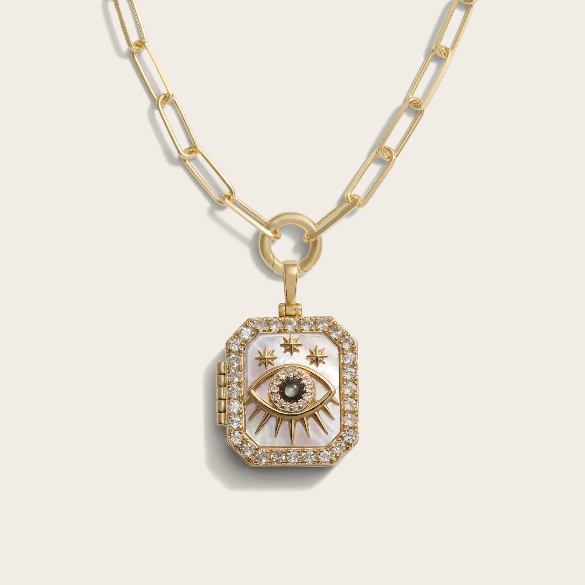 Third Eye Locket Single Charm Necklace | 14K Yellow Gold Vermeil