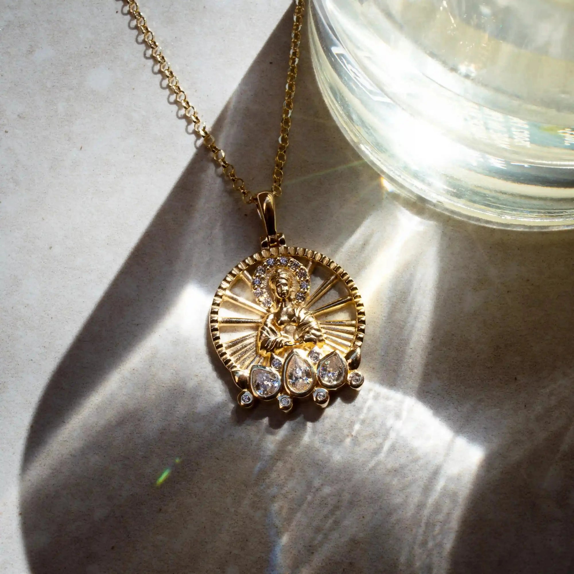 Buddha/Locket Lariat Set | 14K Yellow Gold Vermeil
