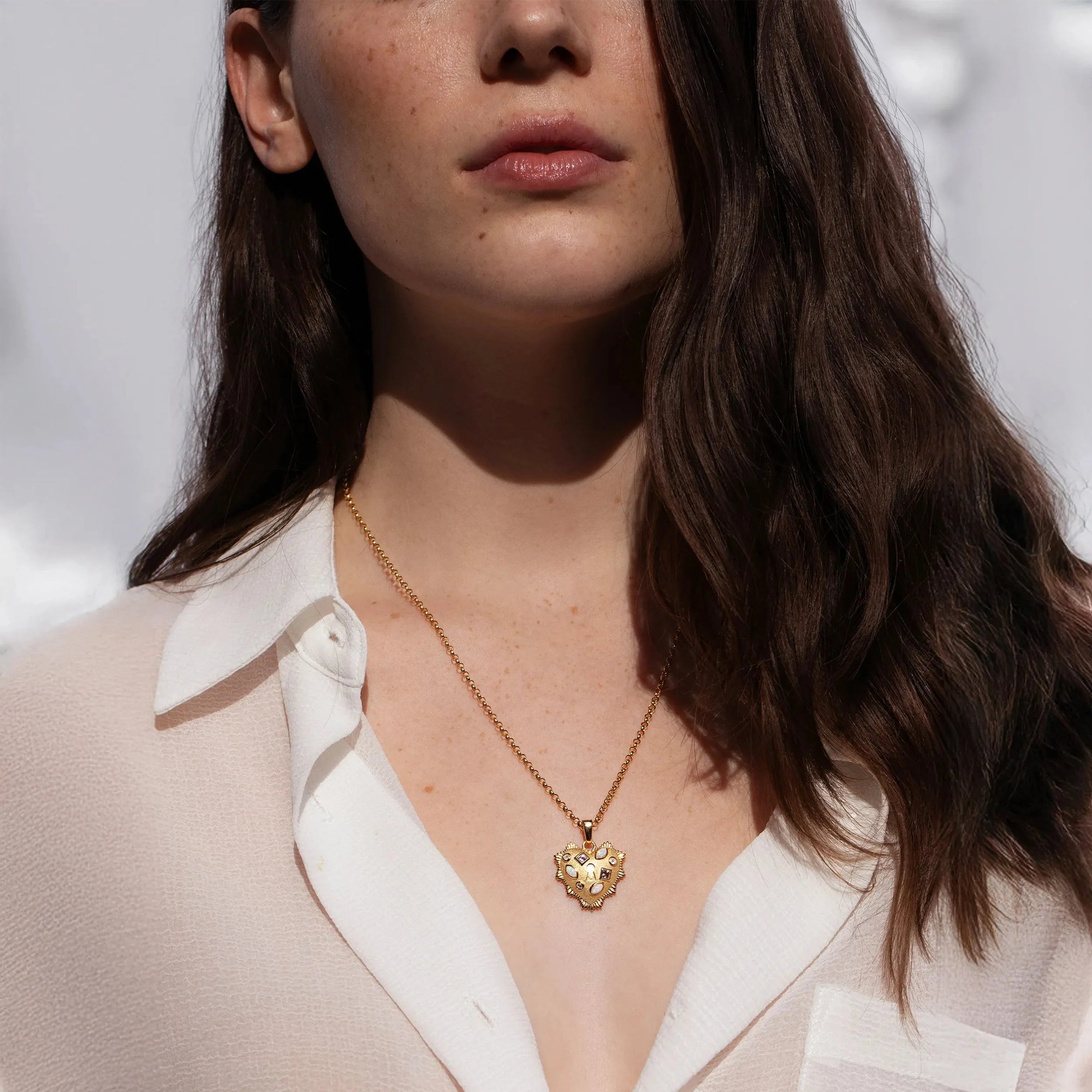 Gemstone Locked Radiant Heart Necklace | 14K Yellow Gold Vermeil