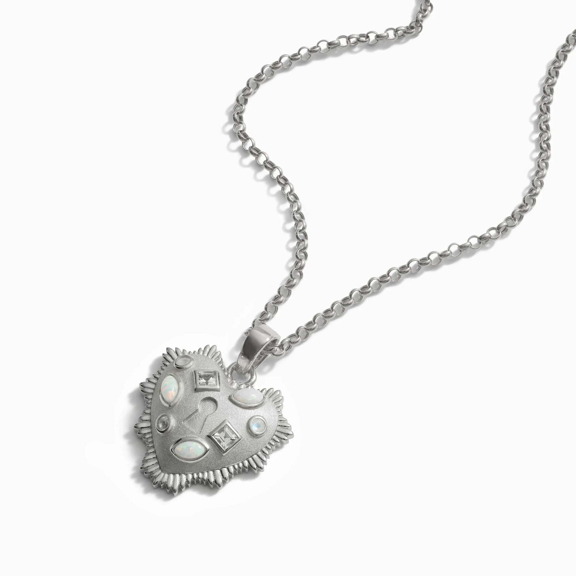 Gemstone Locked Radiant Heart Necklace | Sterling Silver