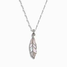 Mother of Pearl Feather White Enamel Necklace | Sterling Silver