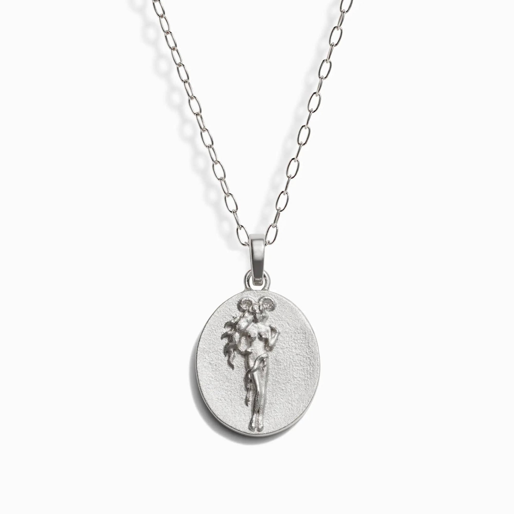 Zodiac Goddess Pendant + Mini Paperclip Chain | Sterling Silver
