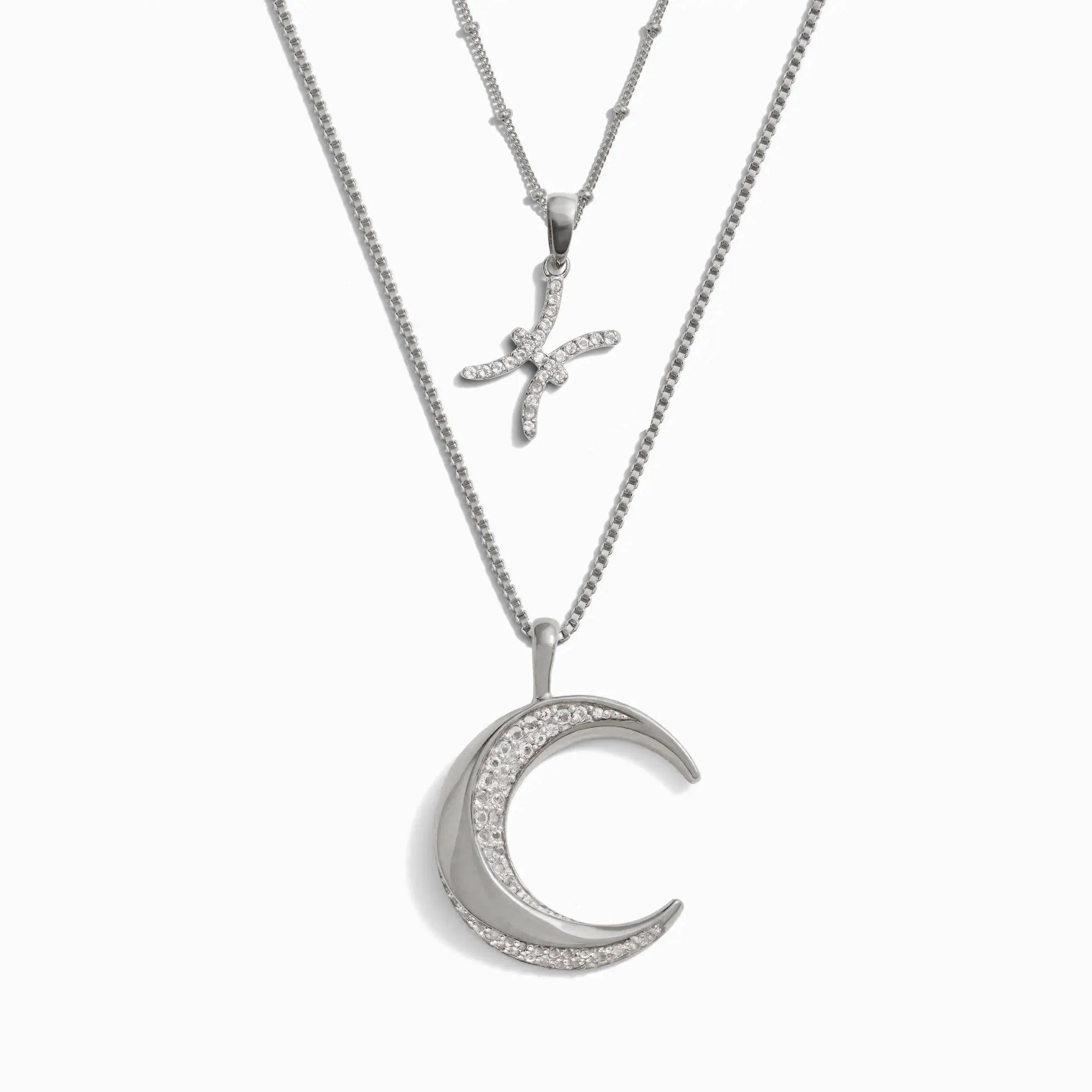 Twisted Moon and Gemstone Zodiac Set | Sterling Silver