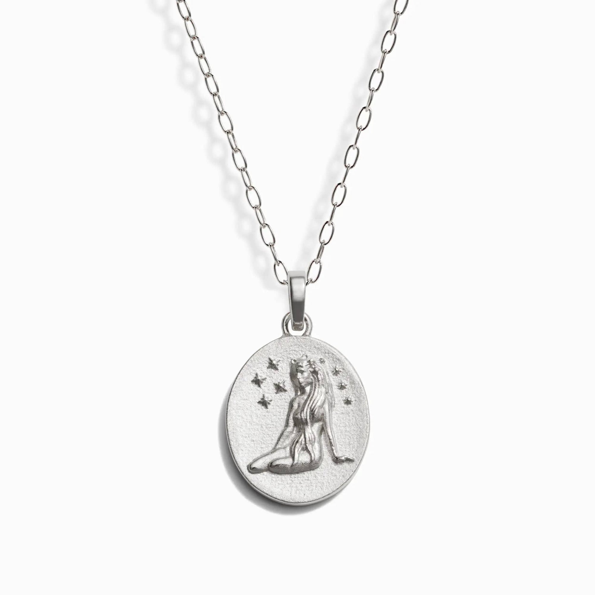 Zodiac Goddess Pendant + Mini Paperclip Chain | Sterling Silver