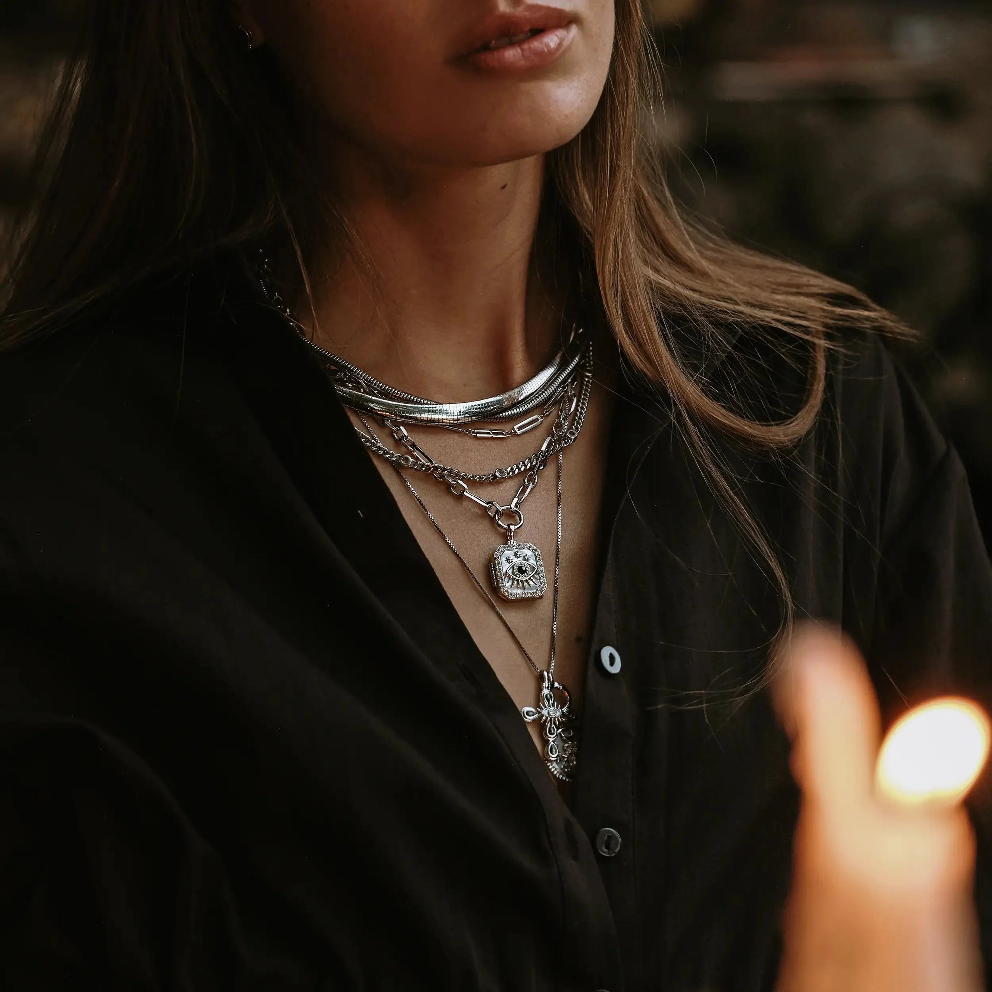 Third Eye Locket Single Charm Necklace | Sterling Silver