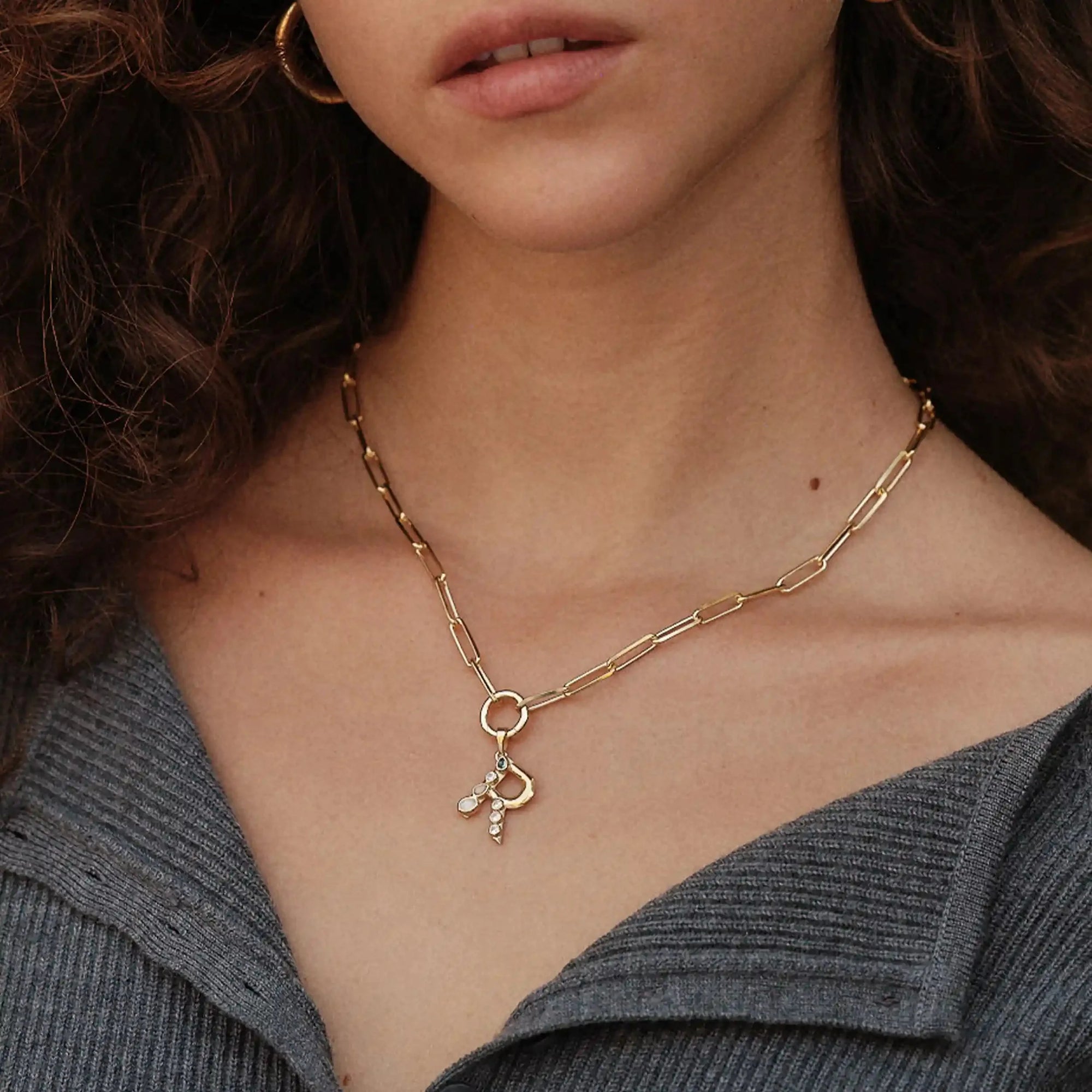 Initial Single Charm Necklace | Sterling Silver