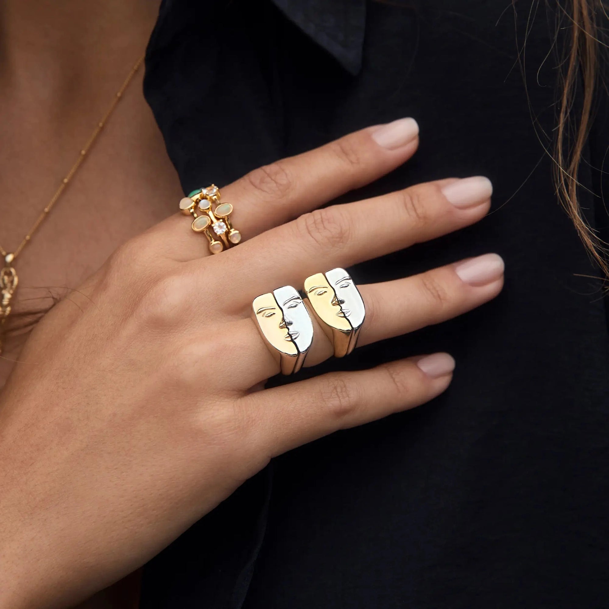 Face to Face Rings | Mixed Metals (Gold & Silver)