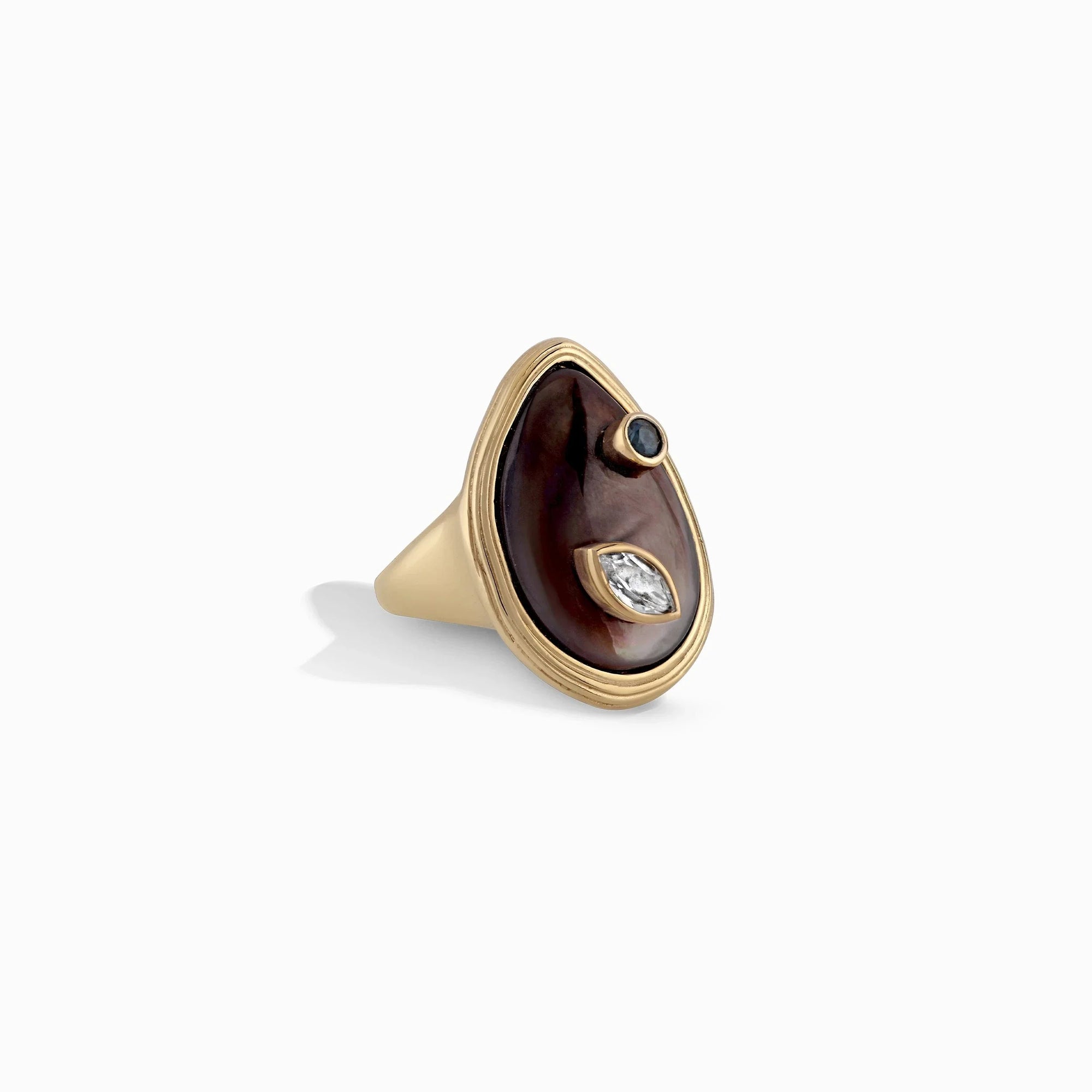 Organic Pearl Gemstone Ring | 14K Yellow Gold Vermeil