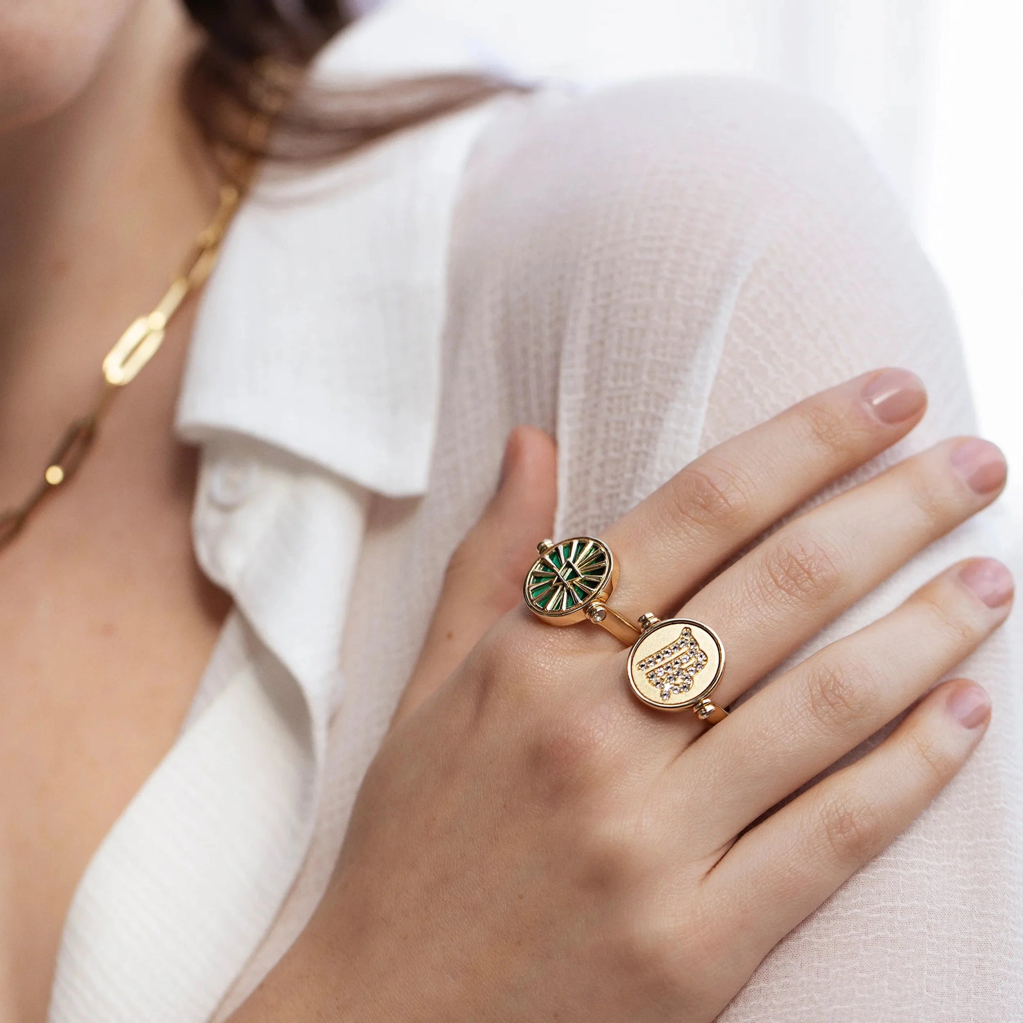 Scorpio & Water Flip Ring | 14K Yellow Gold Vermeil