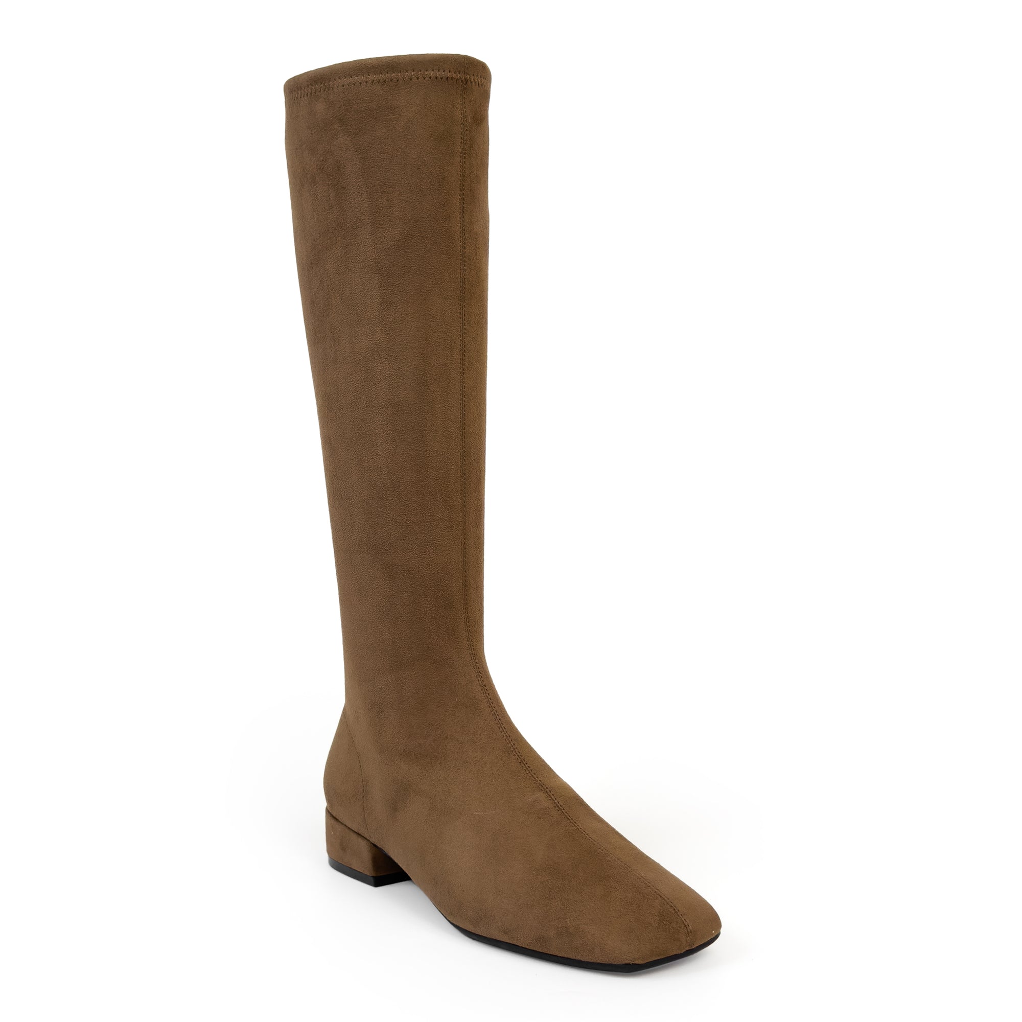 Nana Boot Low Block Heel | Fango Faux Stretch  Suede