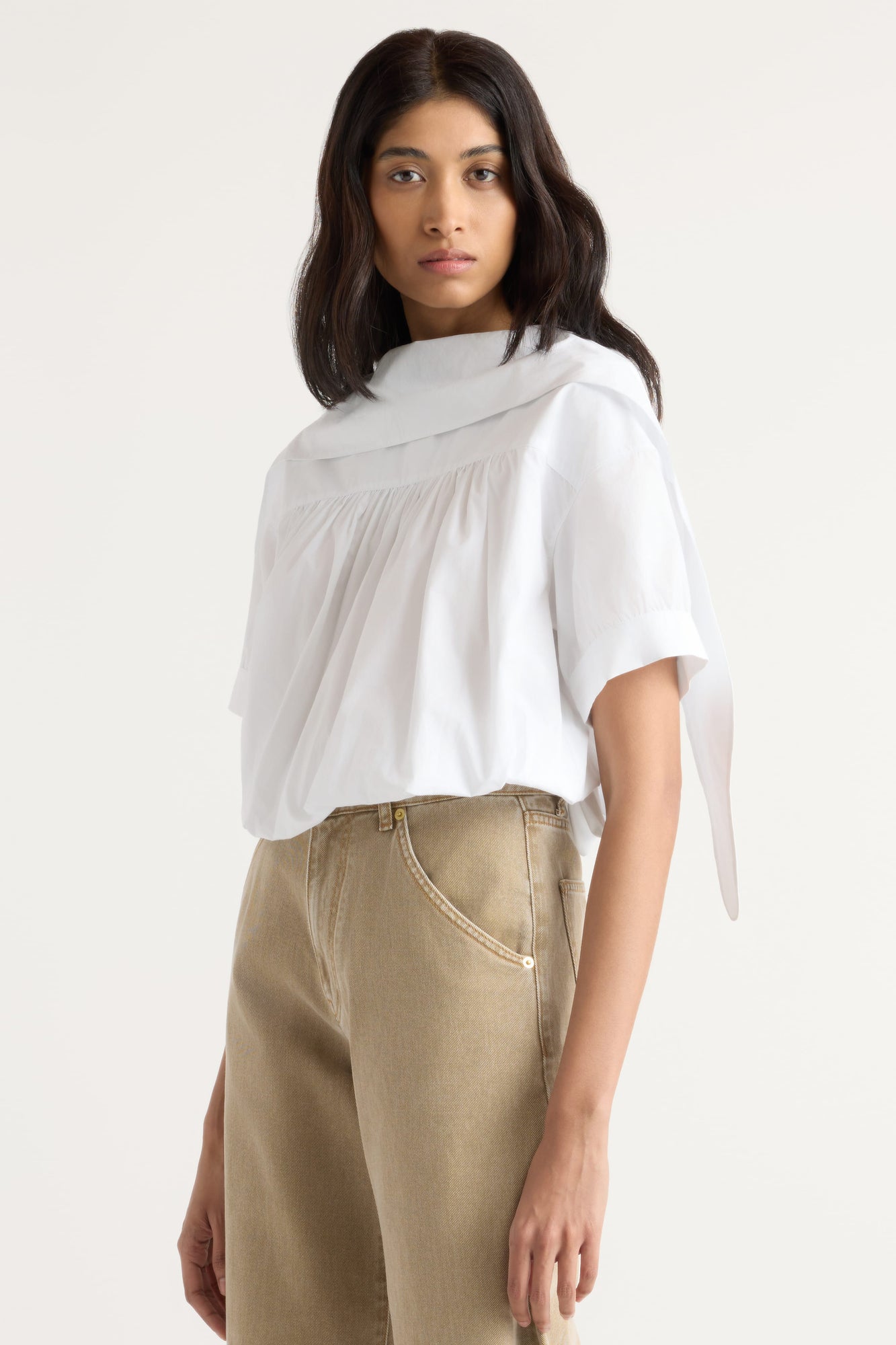 Arya | Bronte Foldover Scarf-Neck Tunic Top in Size Small