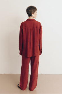 Cecile Oversized Linen Shirt | Sun Dried Tomato