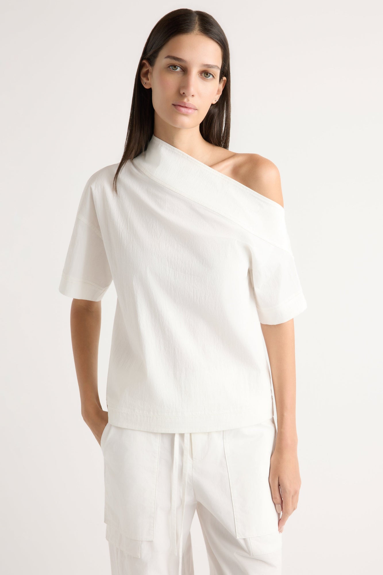 Karolina | Chiyori Off-Shoulder Placket Blouse in Size Extra Small