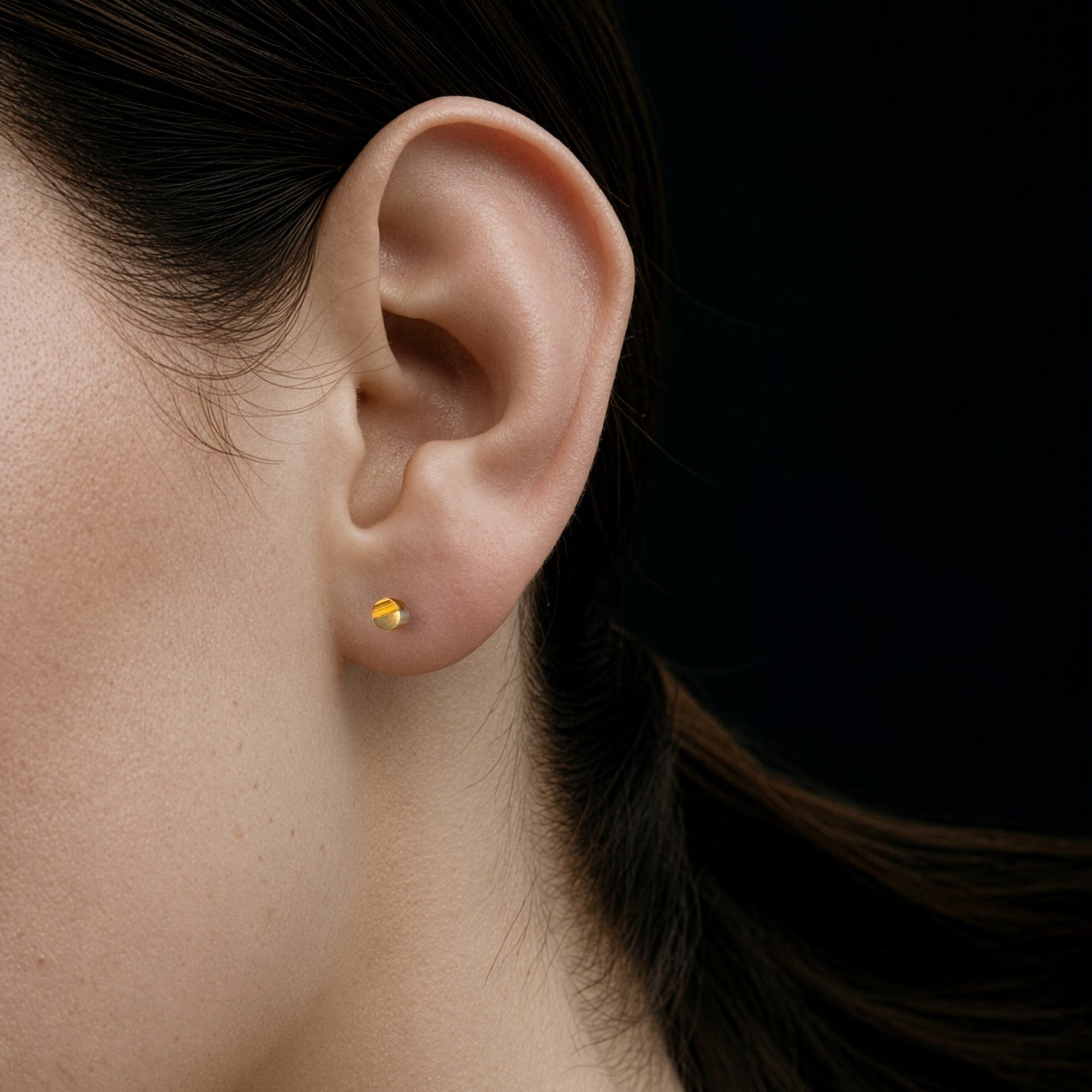 Circle Earrings | Brass | Tiger's Eye