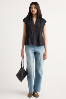 Arya | Claudine Pintuck-Pleated Blouse in Size Small