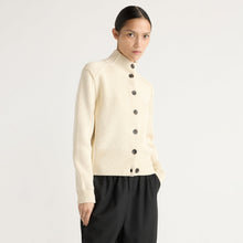 Charlotte | Clove Button Mock-Neck Knit Cardigan in Size Small