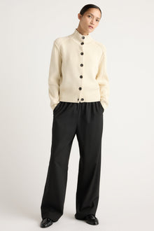 Charlotte | Clove Button Mock-Neck Knit Cardigan in Size Small