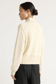 Charlotte | Clove Button Mock-Neck Knit Cardigan in Size Small
