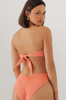 Tori Ties Bandeau Bikini Top | Coral
