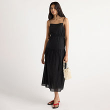 Arya | Dalia Tie-Waist Tiered Organic Cotton Dress in Size Small
