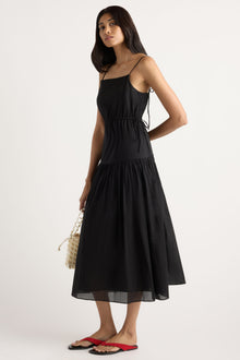 Arya | Dalia Tie-Waist Tiered Organic Cotton Dress in Size Small
