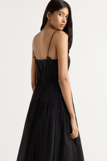 Arya | Dalia Tie-Waist Tiered Organic Cotton Dress in Size Small