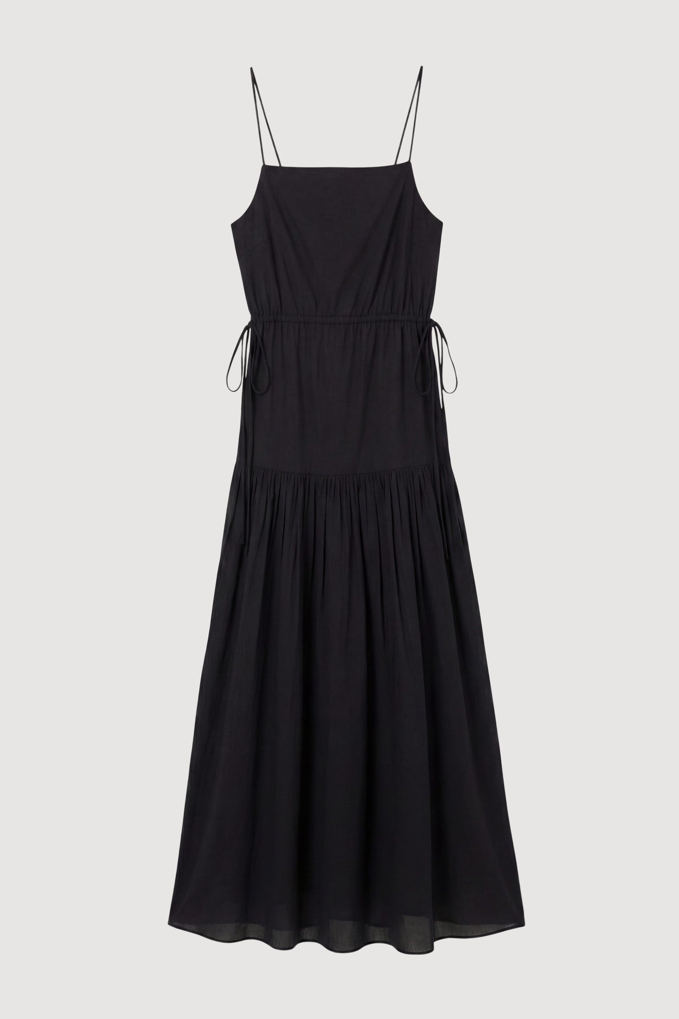 Aya | Dalia Tie-Waist Tiered Organic Cotton Dress - Flat