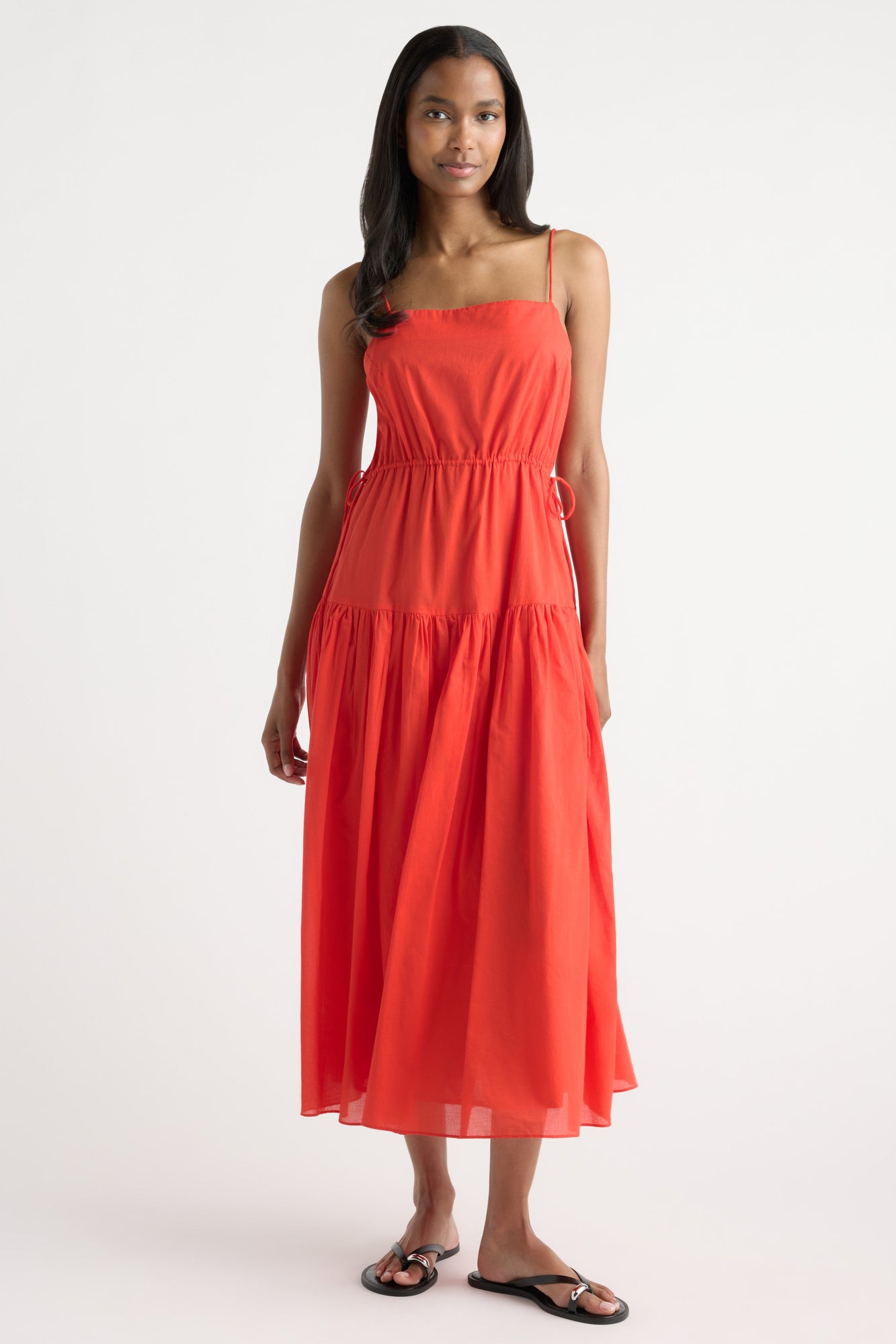 Isilda | Dalia Tie-Waist Tiered Organic Cotton Dress in Size Extra Small