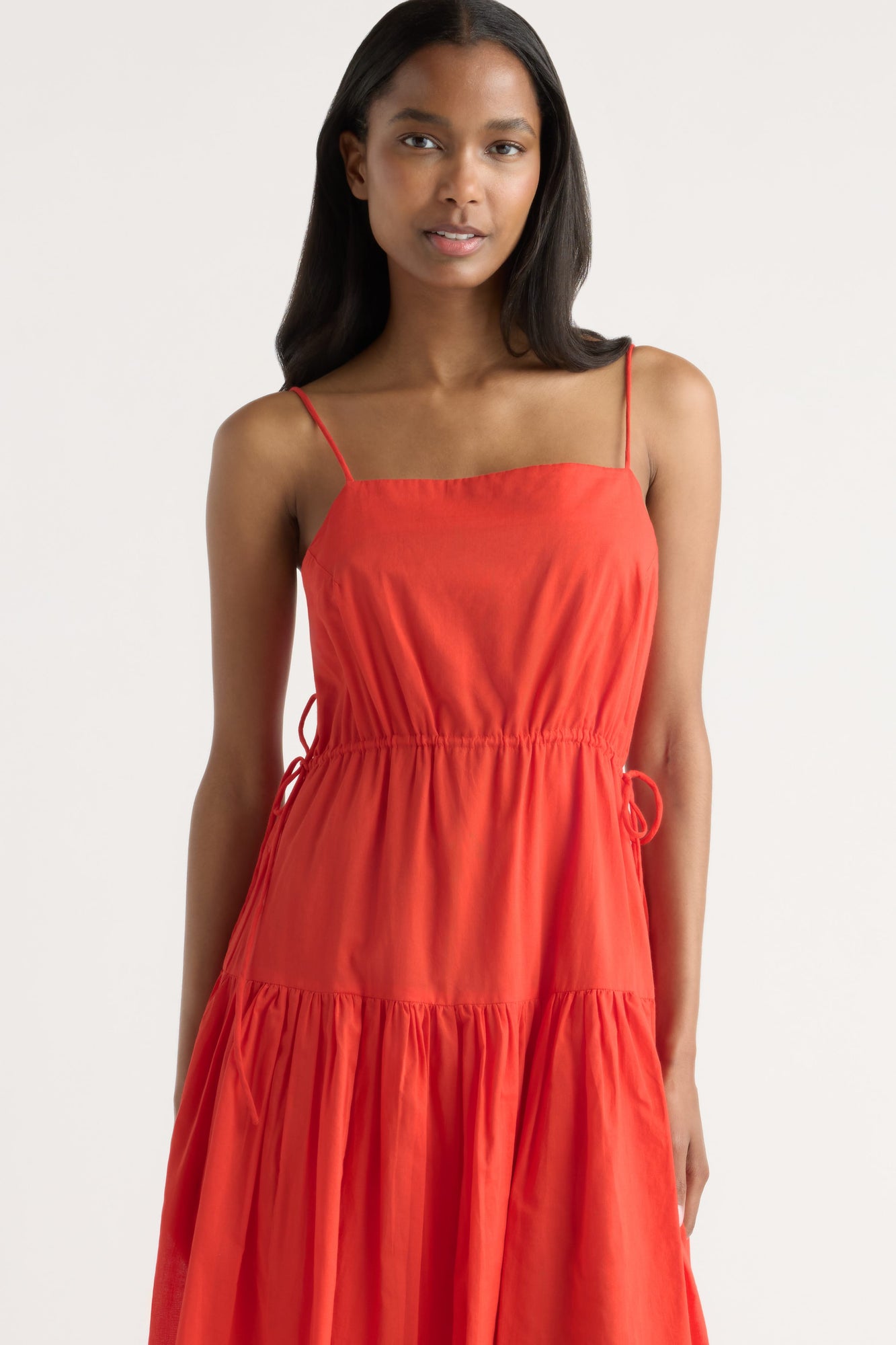 Isilda | Dalia Tie-Waist Tiered Organic Cotton Dress in Size Extra Small