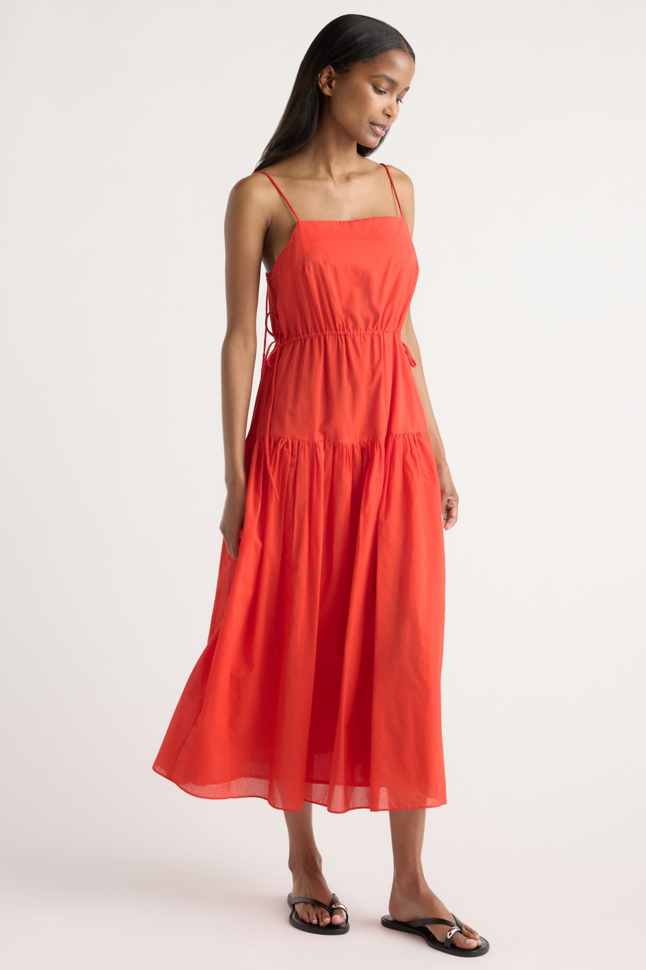 Isilda | Dalia Tie-Waist Tiered Organic Cotton Dress in Size Extra Small