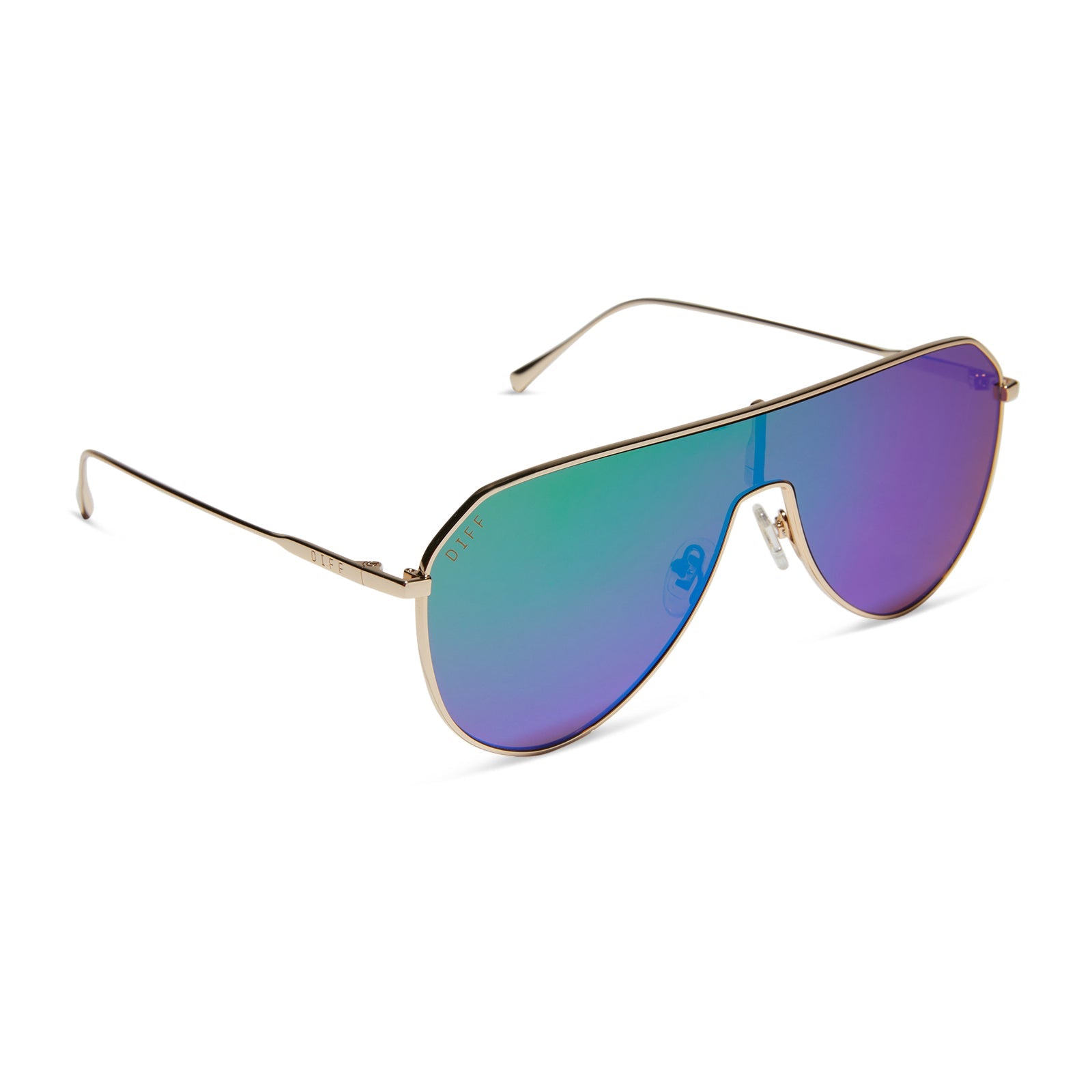 Womens | Dash Shield Sunglasses | Gold | Green Lenses