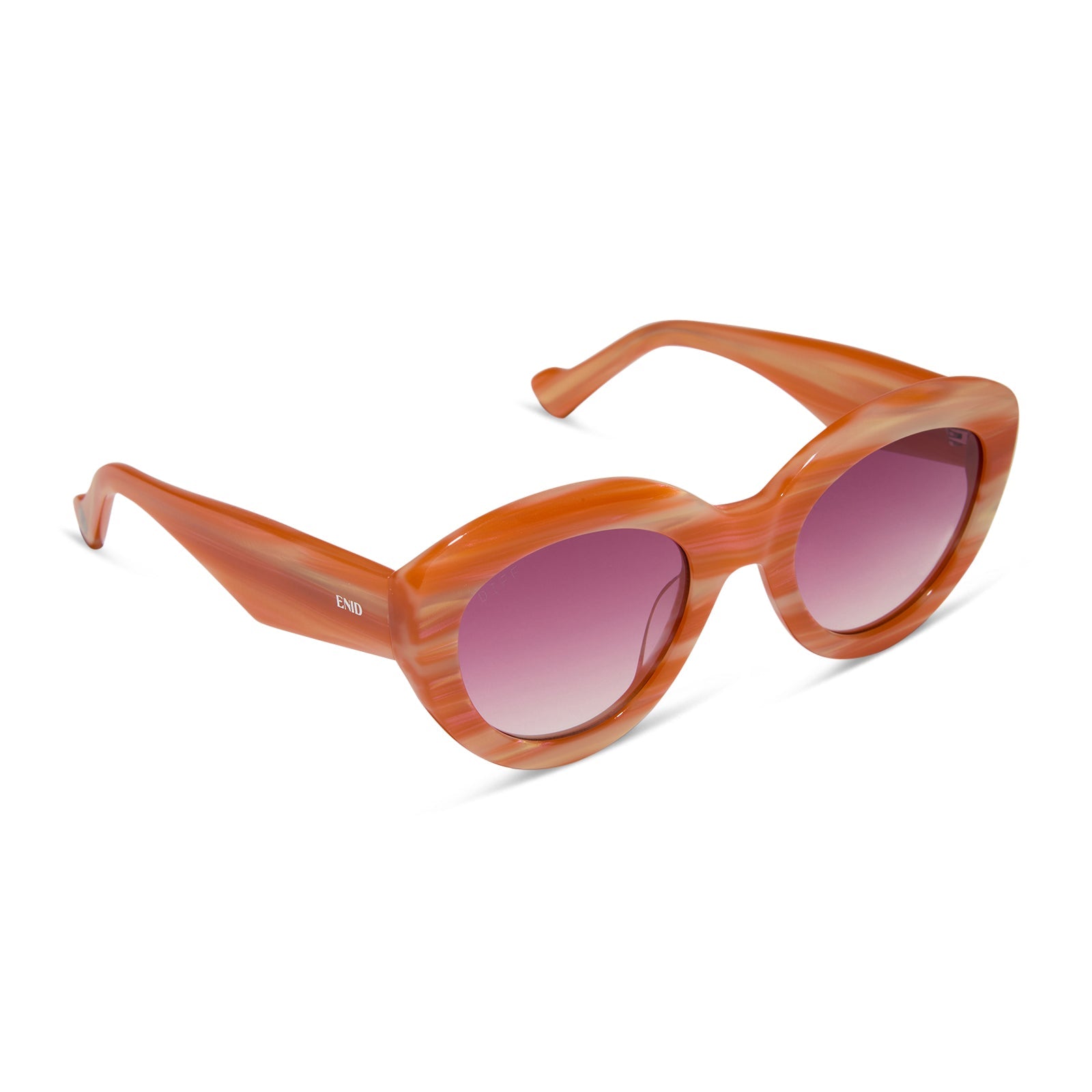 Womens | Enid Sinclair Sunglasses | Enids Pink | Orange Stripe Sweater/Rosy Highlight Lenses